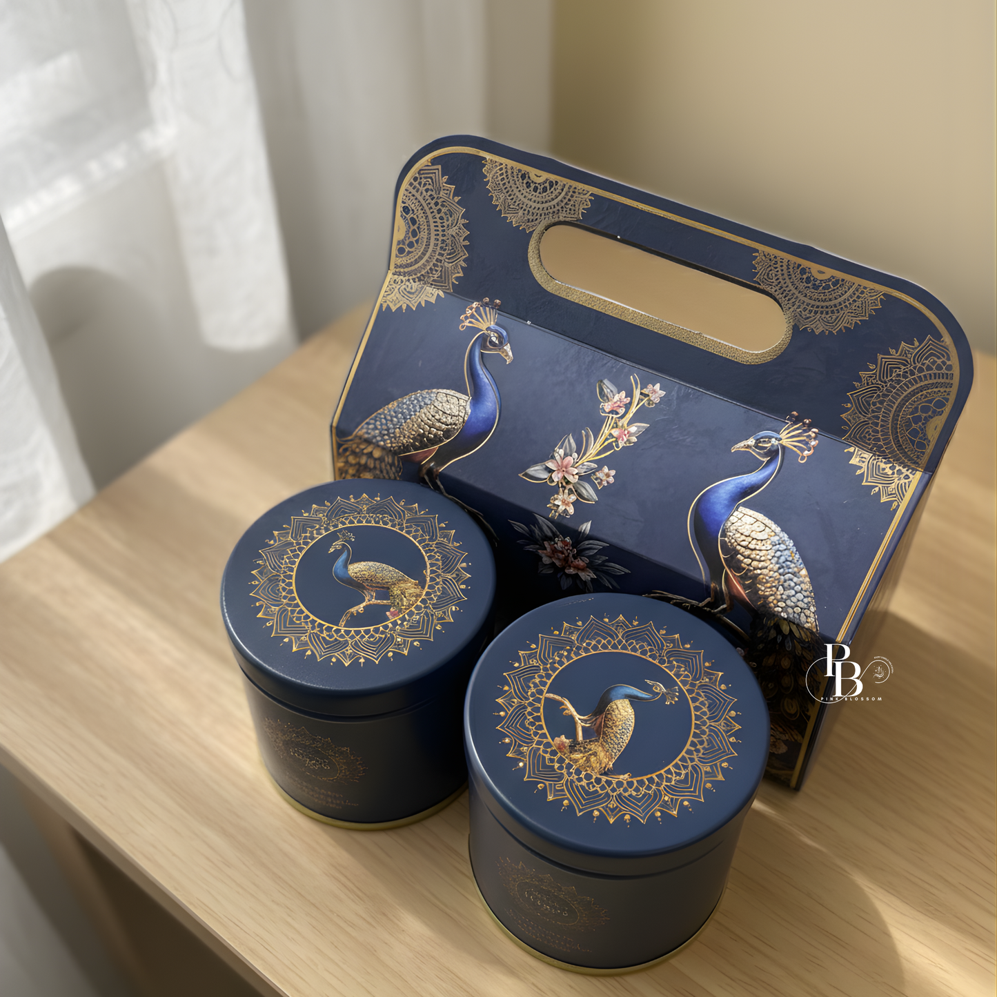 Luxury Peacock Design Scented Candle Gift Set – Premium Decorative Candles in Elegant Blue & Gold Box