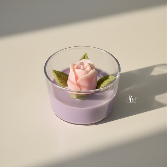 Luxury Rose Flower Candle in Glass Jar – Handmade Floral Scented Candle | Elegant Gift & Home Decor Candle