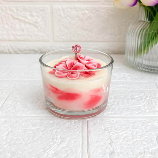 Luxury Floral Glass Bowl Candle – Handmade Soy Wax Flower Candle | Elegant Home Décor & Gift