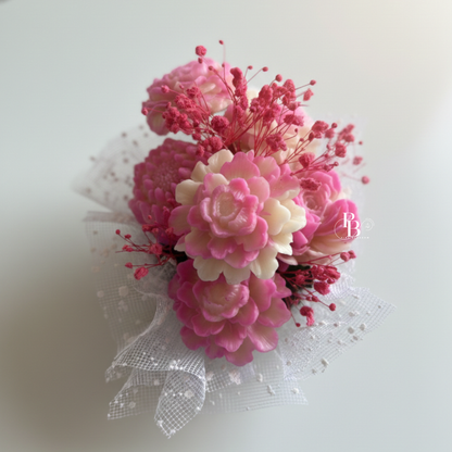 Handcrafted Pink Floral Bouquet Candle