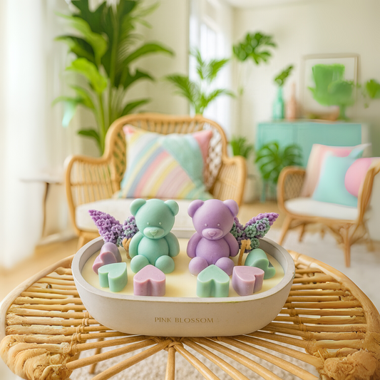 Luxury Teddy Blossom Candle | Handcrafted Decorative Soy Wax Candle by Pink Blossom