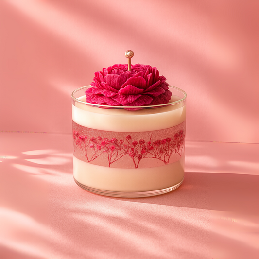 Luxury Pink Blossom Floral Candle | Elegant Handcrafted Decorative Candle