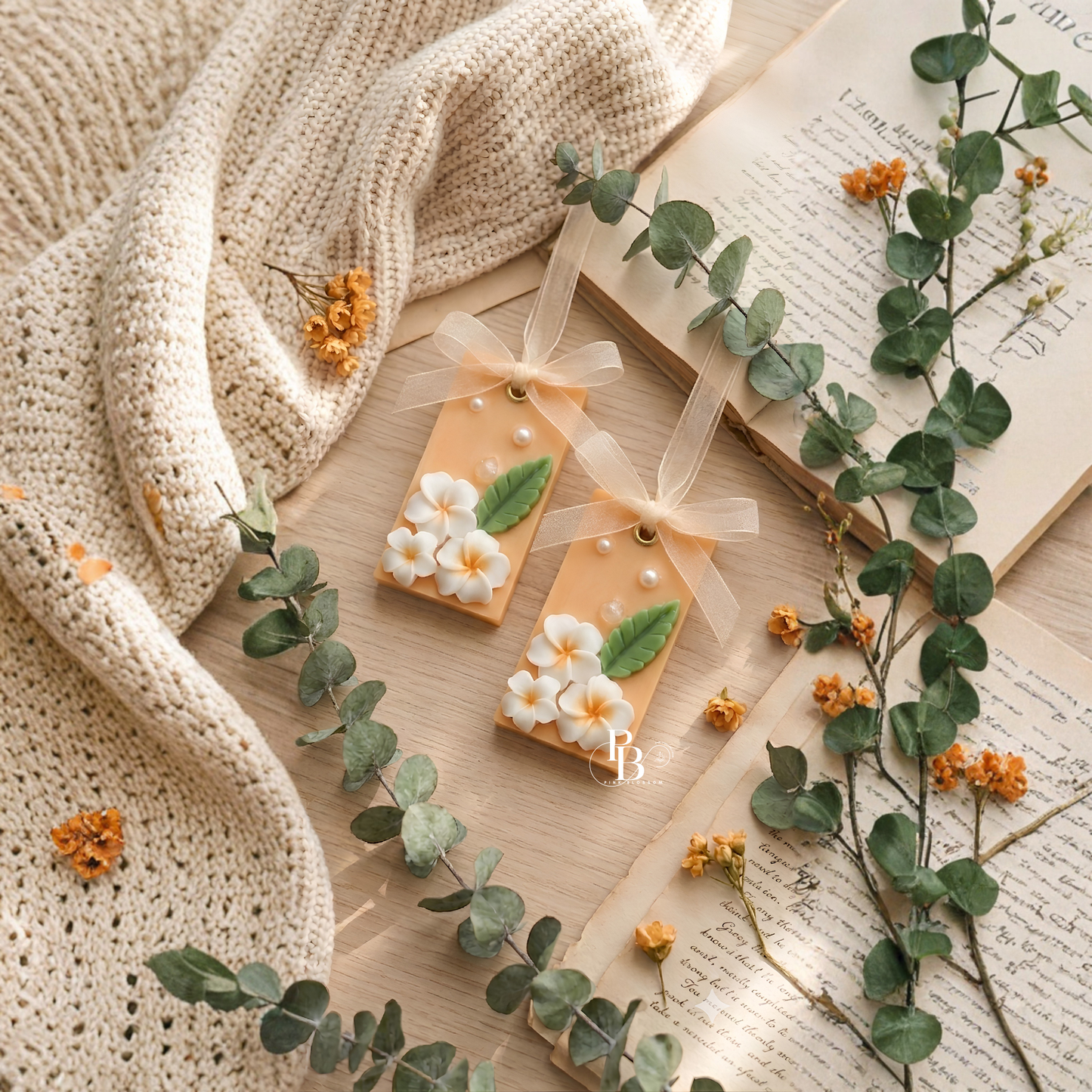 Ivory Plumeria Luxury Wax Sachet | Handmade Scented Wax Tablet for Wardrobe, Closet & Home Fragrance