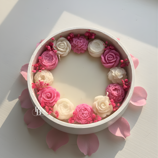 Blush Bloom Floral Bowl Candle – Luxury Handmade Rose Soy Wax Candle for Home Décor & Gifting