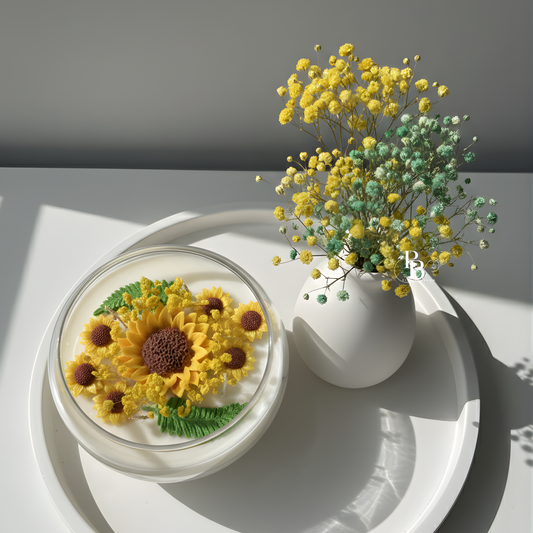 Sunflower Bloom Bowl Candle | Handcrafted Floral Soy Wax Candle