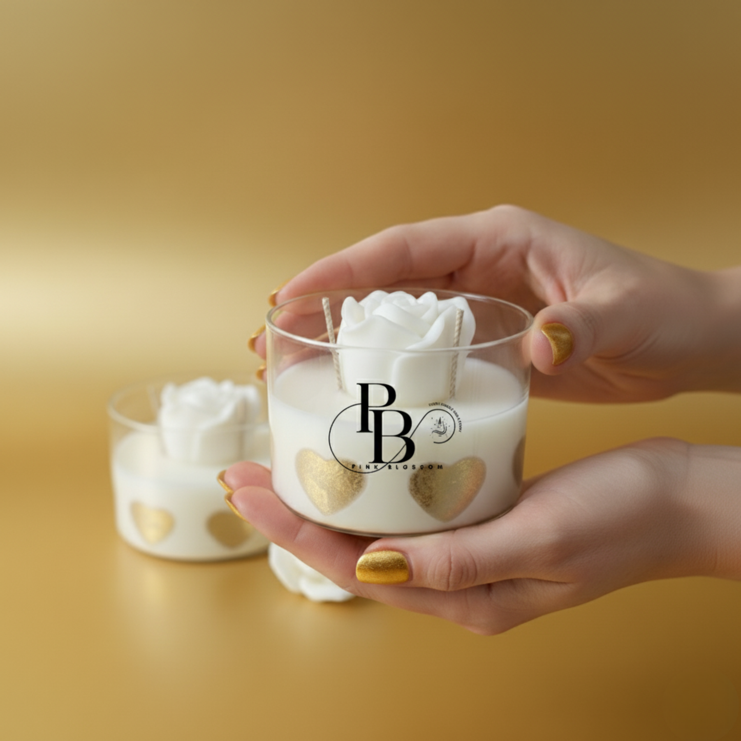 Luxury White Rose Heart Candle
