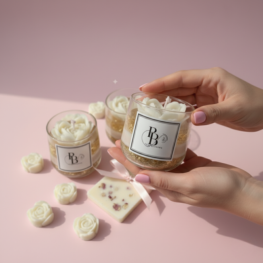 Luxury Handmade Floral Soy Candles & Wax Bar Gift Set | Elegant Rose Design, Gold Detailing, Natural Fragrance