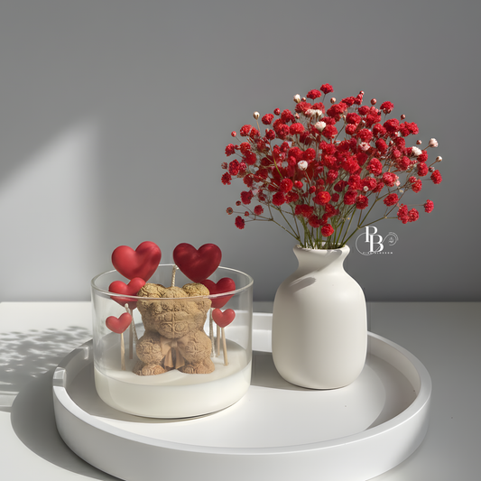 Love Bear Heart Candle | Handcrafted Romantic Teddy Candle for Gifting