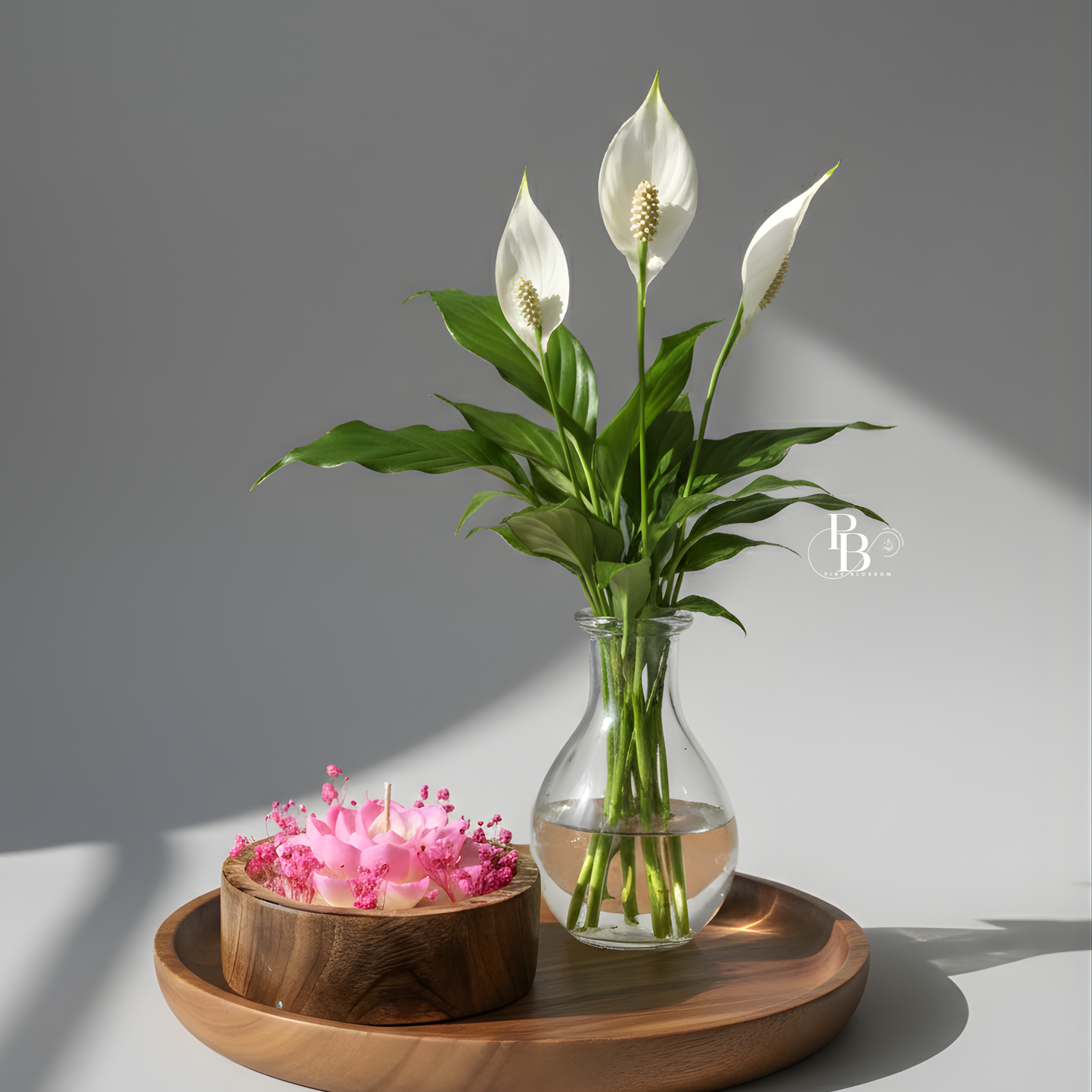 Luxury Lotus Candle in Wooden Bowl