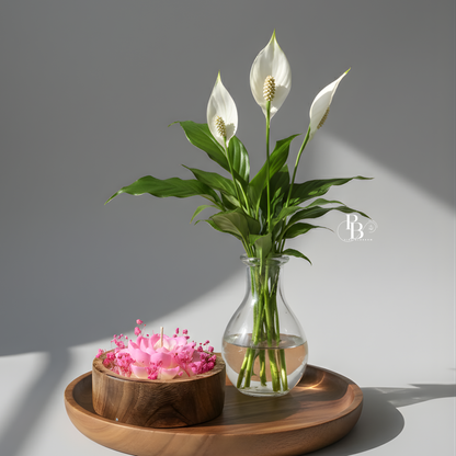 Luxury Lotus Candle in Wooden Bowl