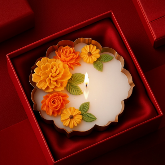 Luxury Marigold  Floral Candle | Premium Handmade Diwali & Gifting Candle