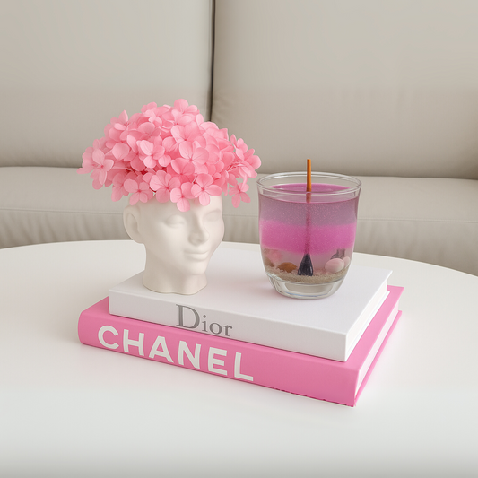 Luxury Pink Blossom Gel Candle with Sea shell Decor