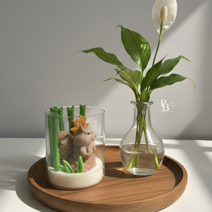 Woodland Squirrel Decorative Candle in Glass Jar