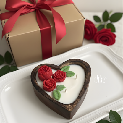 Luxury Heart-Shaped Rose Candle