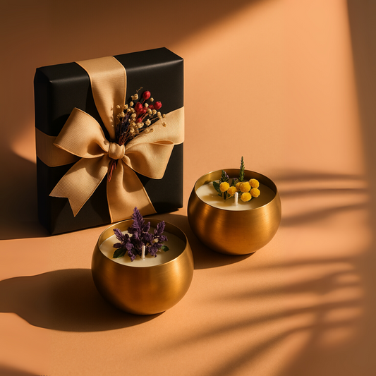 Luxury Golden Bowl Scented Candles Gift Set – Decorative Aromatherapy