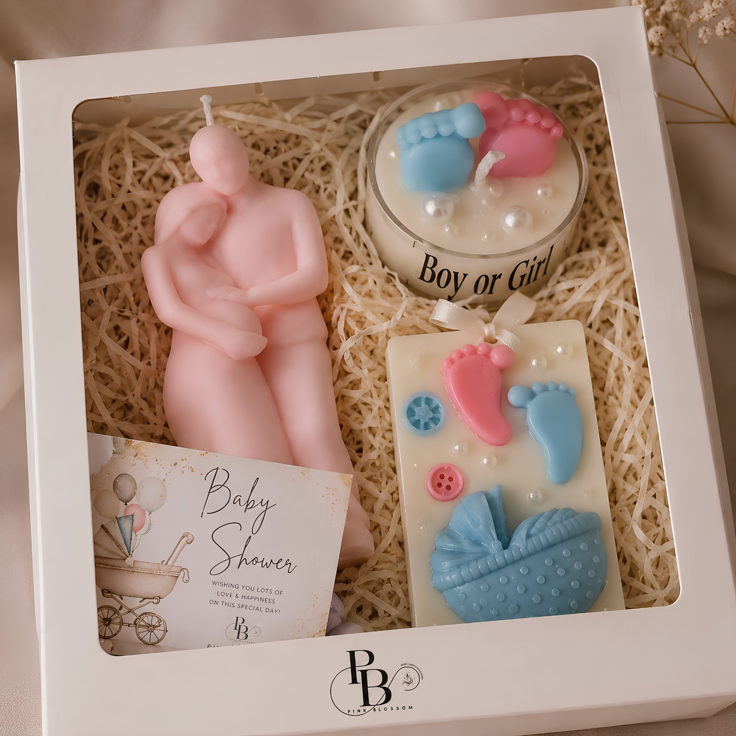 Little Miracle™ Boy or Girl Luxury Baby Shower Gift Hamper | Luxury Handmade Soy Wax Candle Gift Box for Gender Reveal, Mom-to-Be & Newborn Celebration