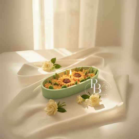 Luxury Sunflower Candle – Handcrafted Floral Soy Wax Candle