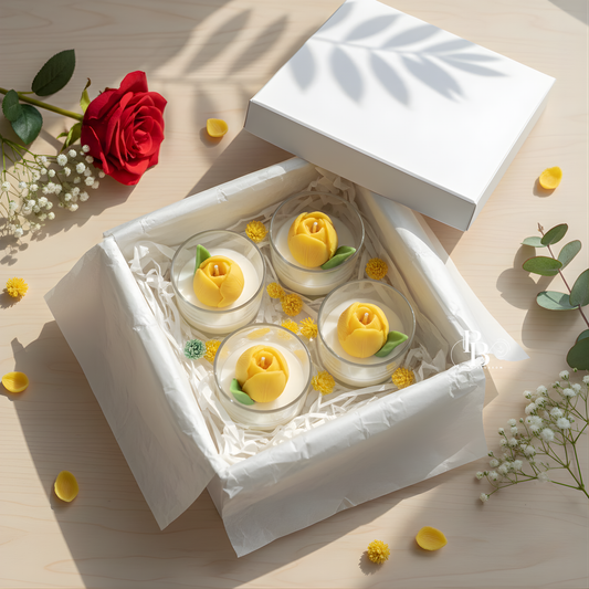Yellow Tulip Shot Glass Candles (Pack of 4)