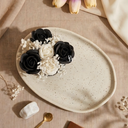 Luxury Black & White Rose Bouquet Candle