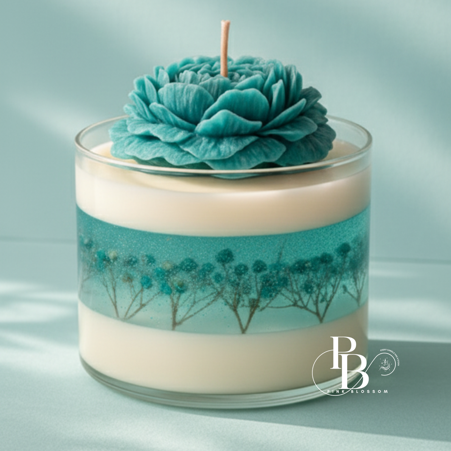Luxury Floral Candle with Pink Rose & Botanical Design