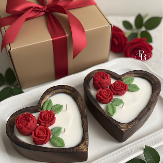 Luxury Heart-Shaped Rose Candle | Handmade Soy Wax Romantic Gift for Valentine, Anniversary & Premium Gifting