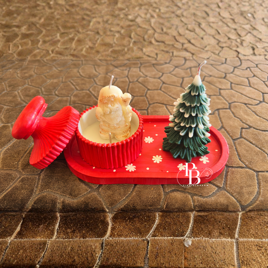 Christmas Special Santa & Pine Tree Candle Set | Festive Scented Décor Gift by Pink Blossom