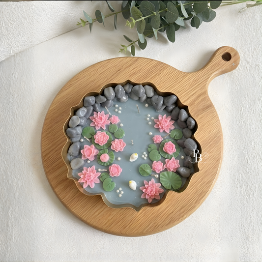 Luxury Lotus Pond Candle – Handcrafted Eco-Friendly Scented Candle for Home Décor & Relaxation | Natural Wax, Aesthetic Water Garden Design