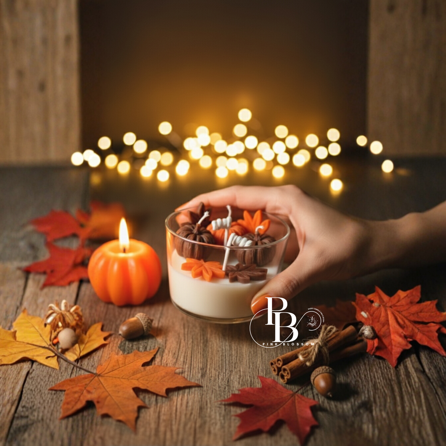 Luxury Pumpkin & Autumn Leaf Candle