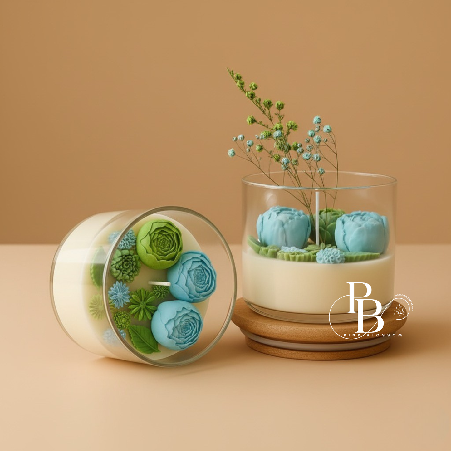 Ocean Breeze Succulent Floral Candle