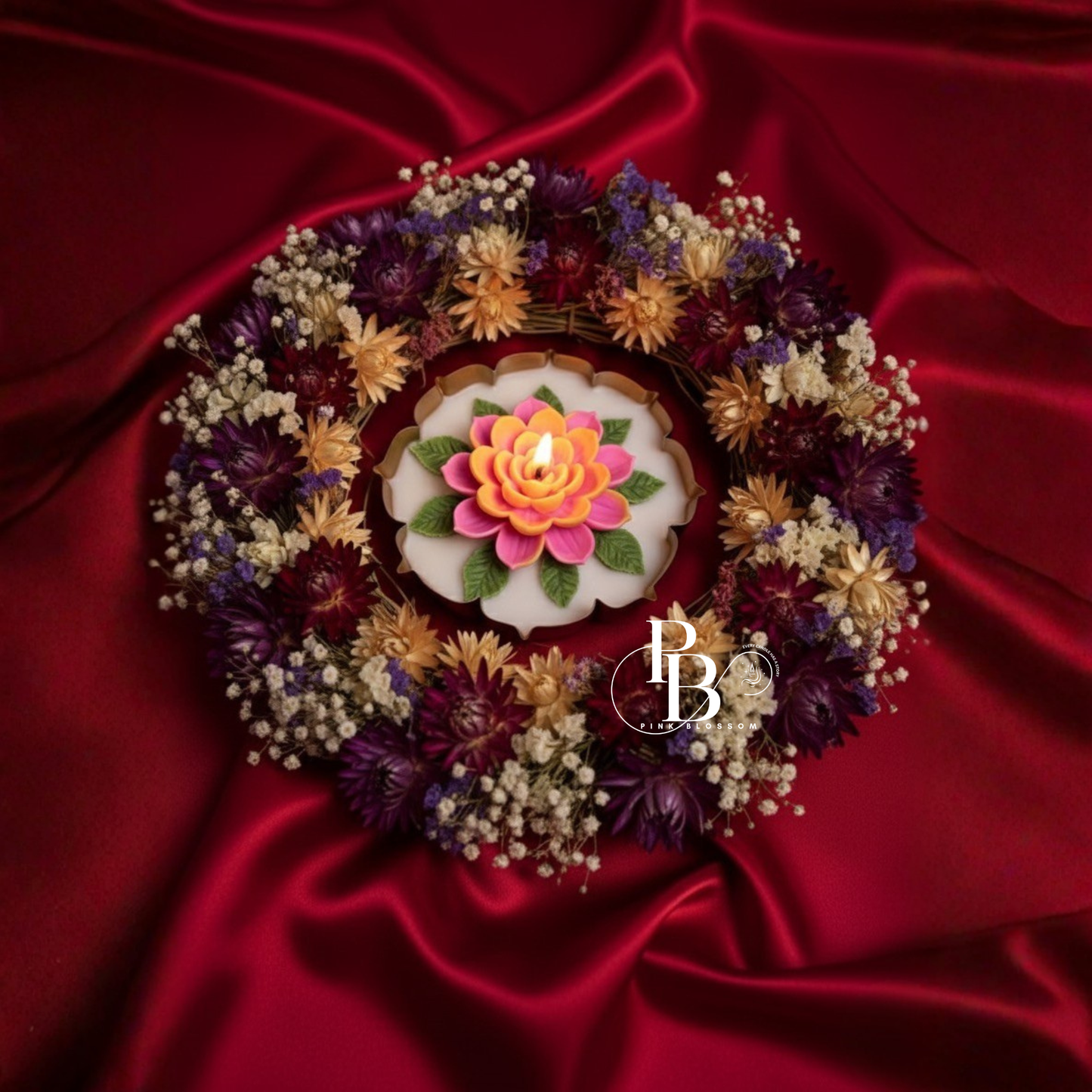 Luxury Lotus Urli Flower Candle