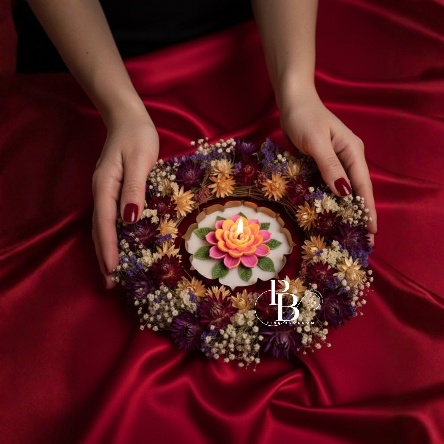 Luxury Lotus Urli Flower Candle