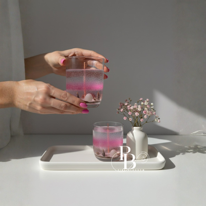 Luxury Pink Blossom Gel Candle with Sea shell Decor