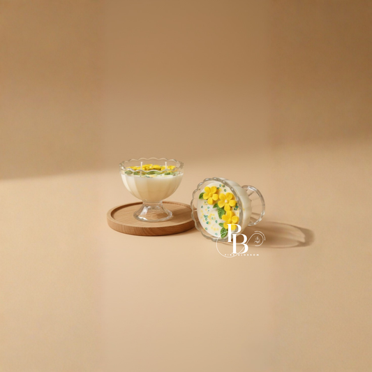 Luxury Handmade Yellow Flower Candle in Glass Bowl