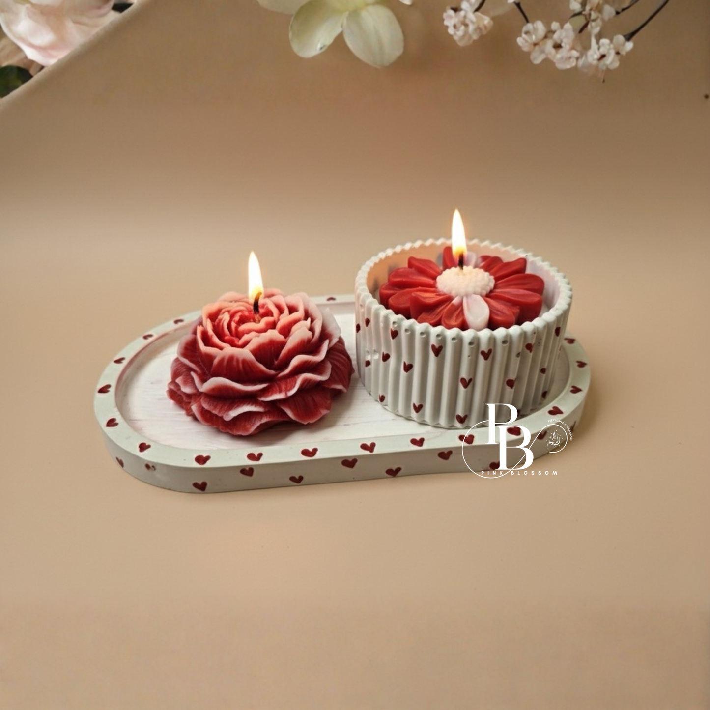 Luxury Floral Candle Duo – Rose & Daisy Design