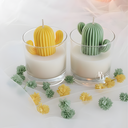 Luxury Cactus Candle Set in Glass (Pack of 2)