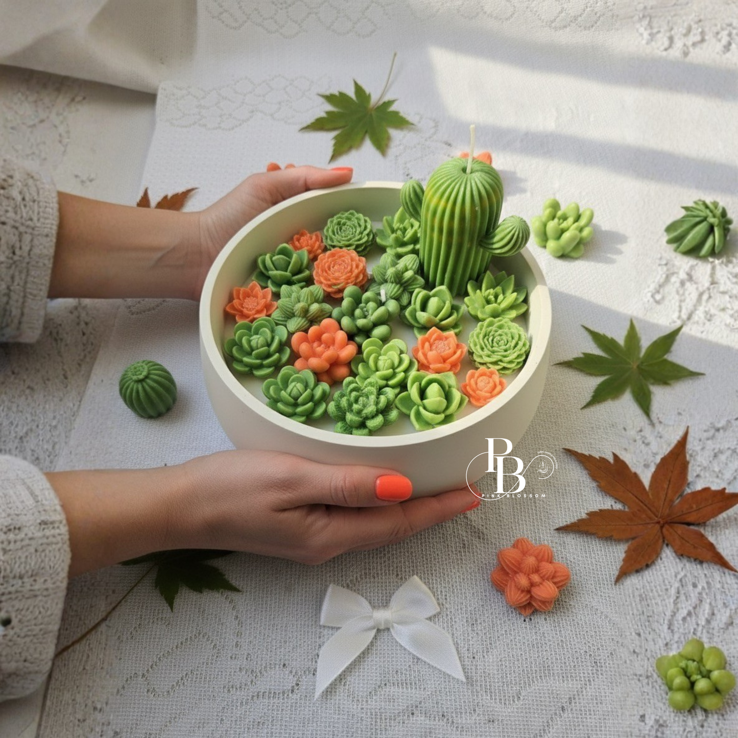 Cactus Garden Candle Bowl – Succulent-Inspired Decorative Candle