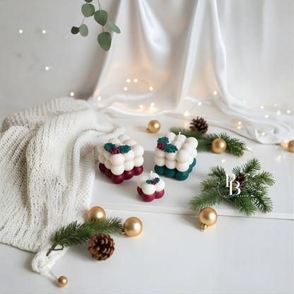 Handmade Christmas Bubble Candle Set