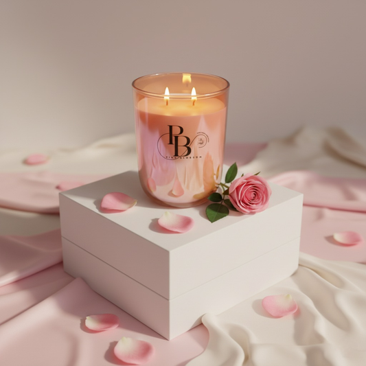 Luxury Glow Candle – Handcrafted Pink Blossom Candle with Romantic Floral Aroma