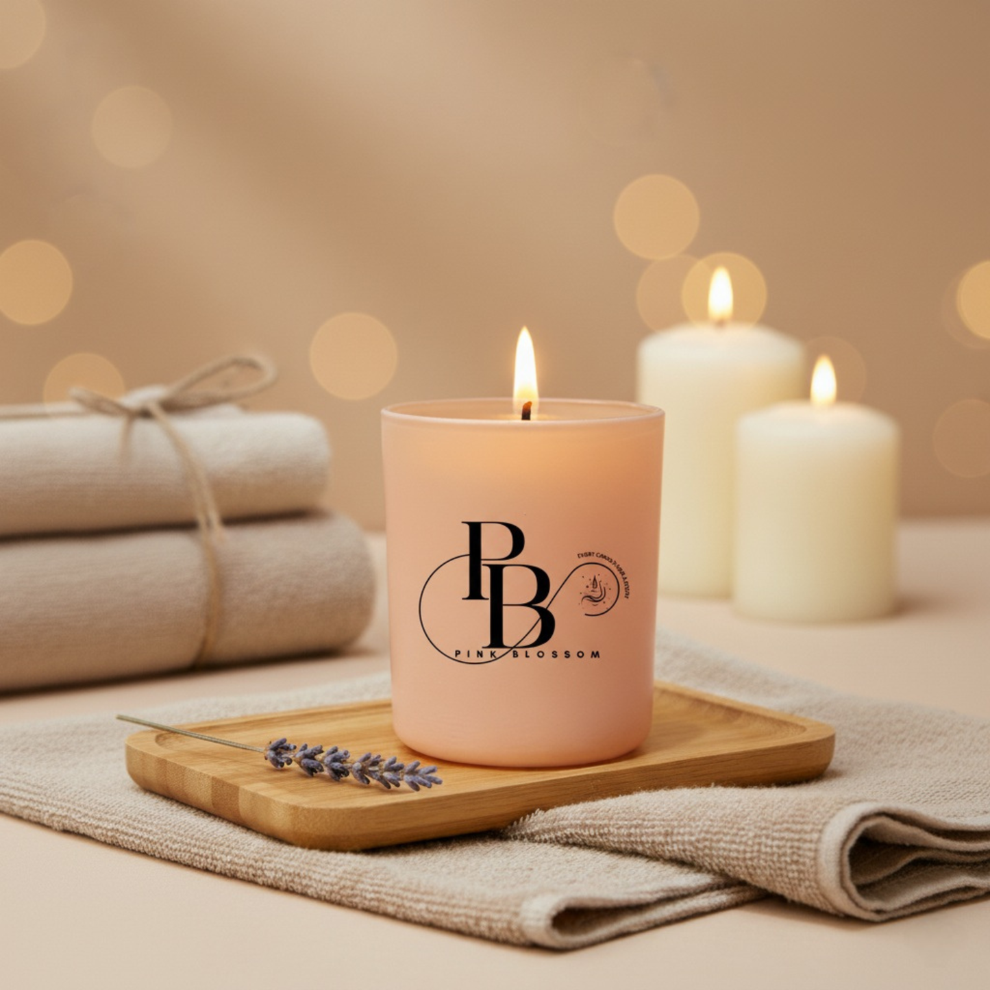 Luxury Aromatherapy Candle by Pink Blossom – Hand-Poured Soy Wax Jar Candle for Home Décor & Spa