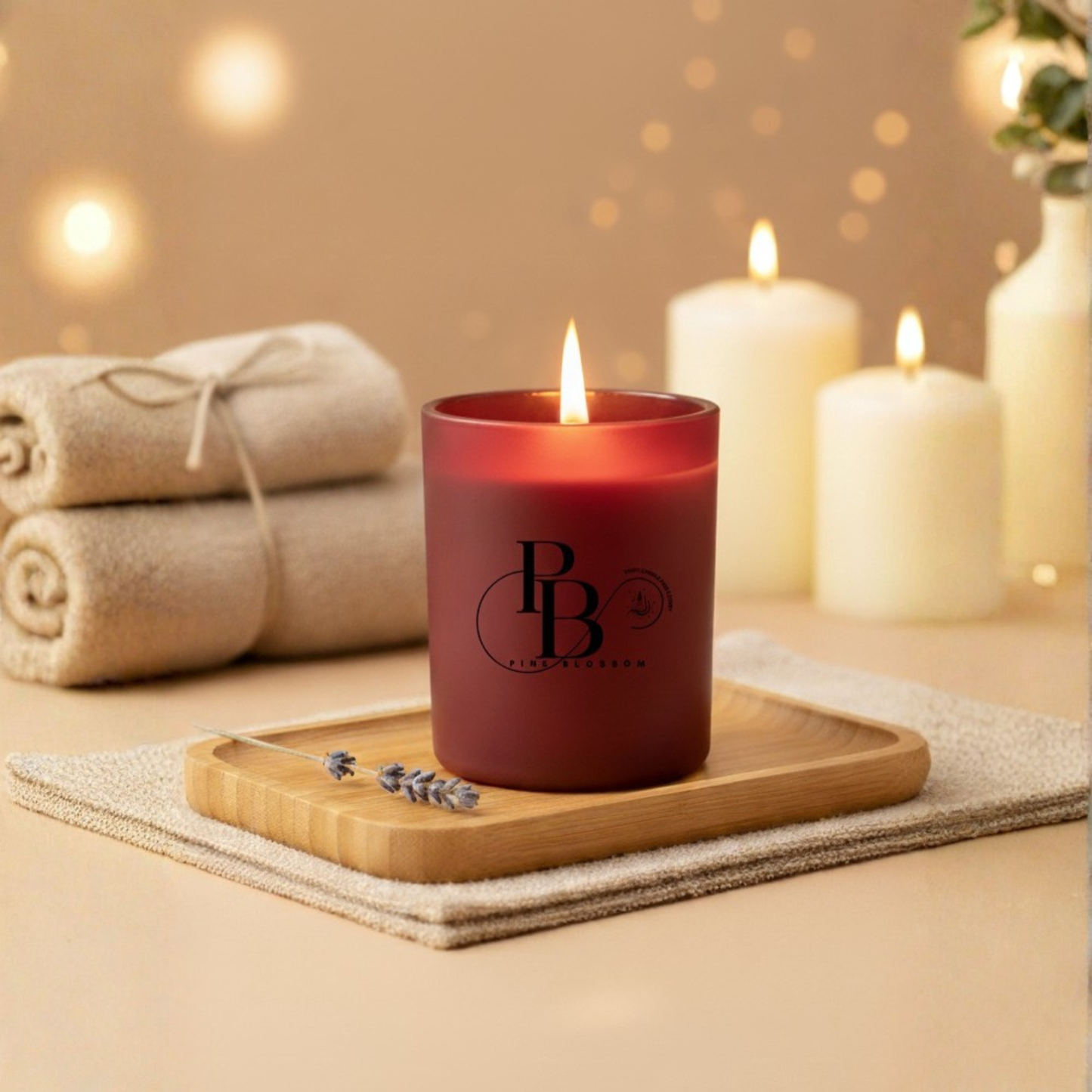 Luxury Aromatherapy Candle by Pink Blossom – Hand-Poured Soy Wax Jar Candle for Home Décor & Spa