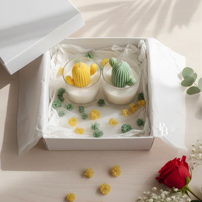 Luxury Cactus Candle Set in Glass (Pack of 2)