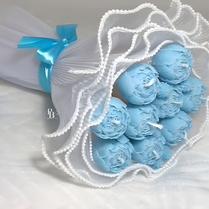 Luxury Blue Rose Bouquet Candle