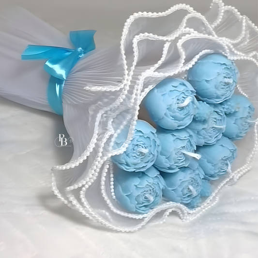 Luxury Blue Rose Bouquet Candle – Handcrafted Floral Candle Gift for Weddings, Baby Showers & Premium Return Gifts