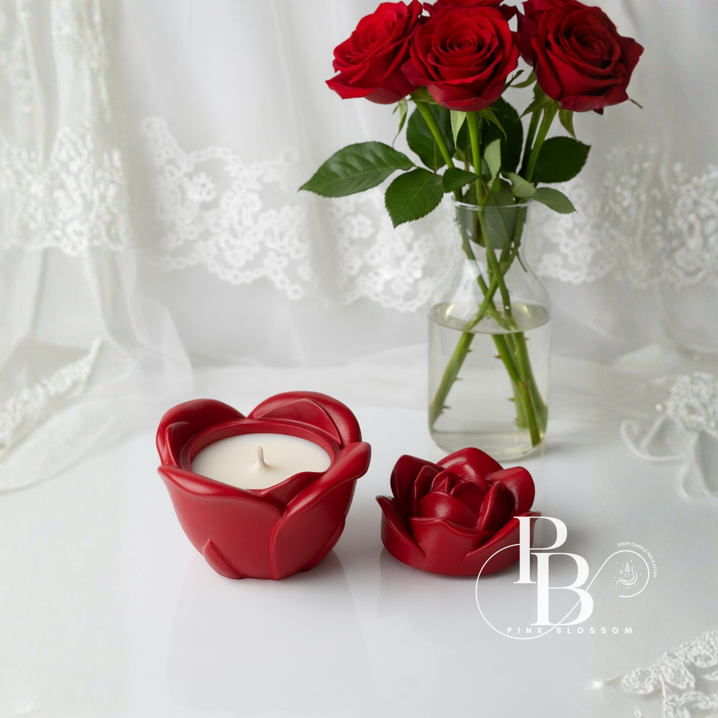 Luxury Red Rose 🌹 Ceramic Candle | Romantic Scented Candle