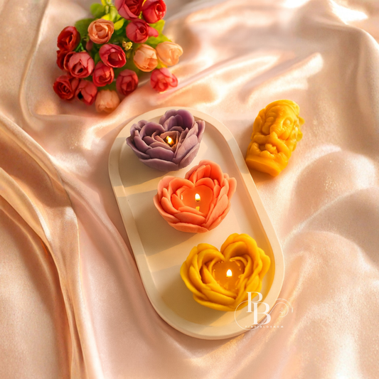 Handmade Floral Heart Candles – Luxury Rose-Shaped Scented Candles  MOQ - 50PC