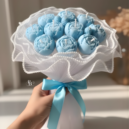 Luxury Blue Rose Bouquet Candle