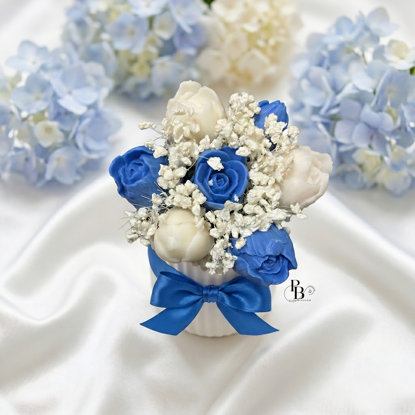 Azure Serenity Flower Bouquet | Blue & White Rose Arrangement Gift for Weddings, Return Gifts & Home Décor