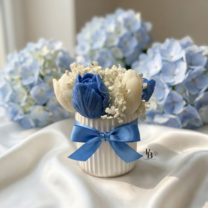 Azure Serenity Flower Bouquet | Blue & White Rose Arrangement Gift for Weddings, Return Gifts & Home Décor