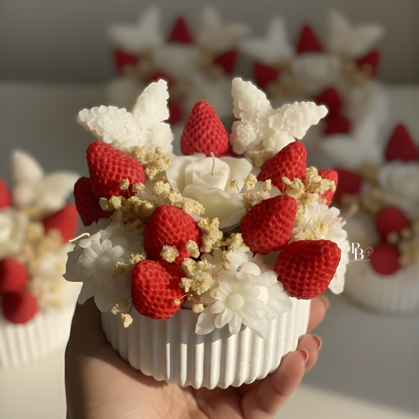 Strawberry Floral Candle