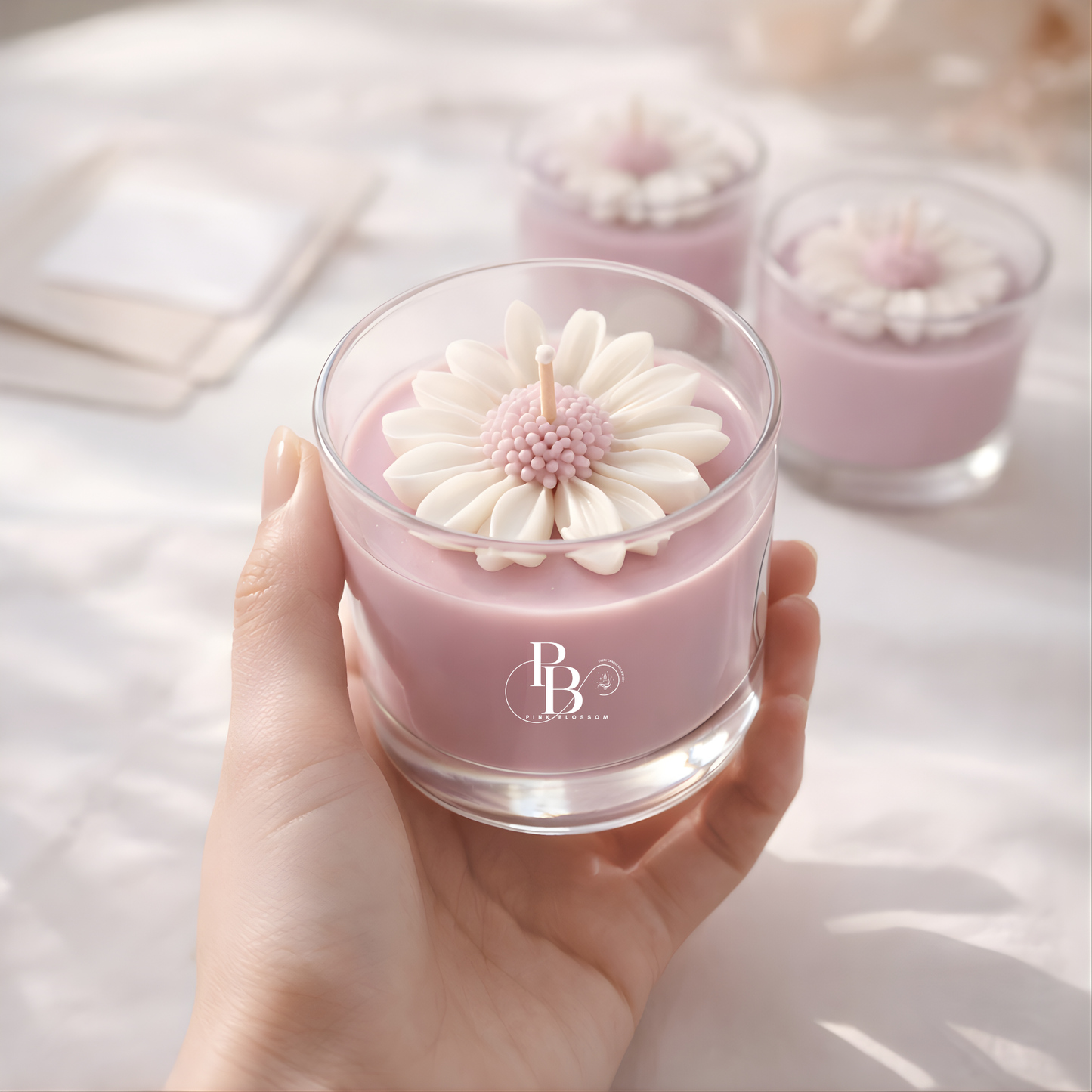 Handmade Daisy Flower Candle in Glass Jar | Luxury Soy Wax Decorative Candle | Aesthetic Gift Candle for Home Décor